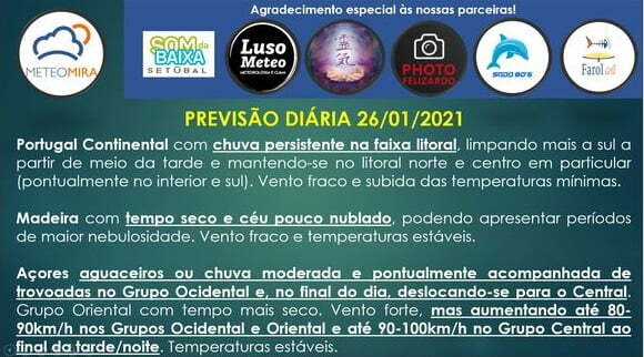 Previsão Terça, 26 de Janeiro Previsão Terça, 26 de Janeiro