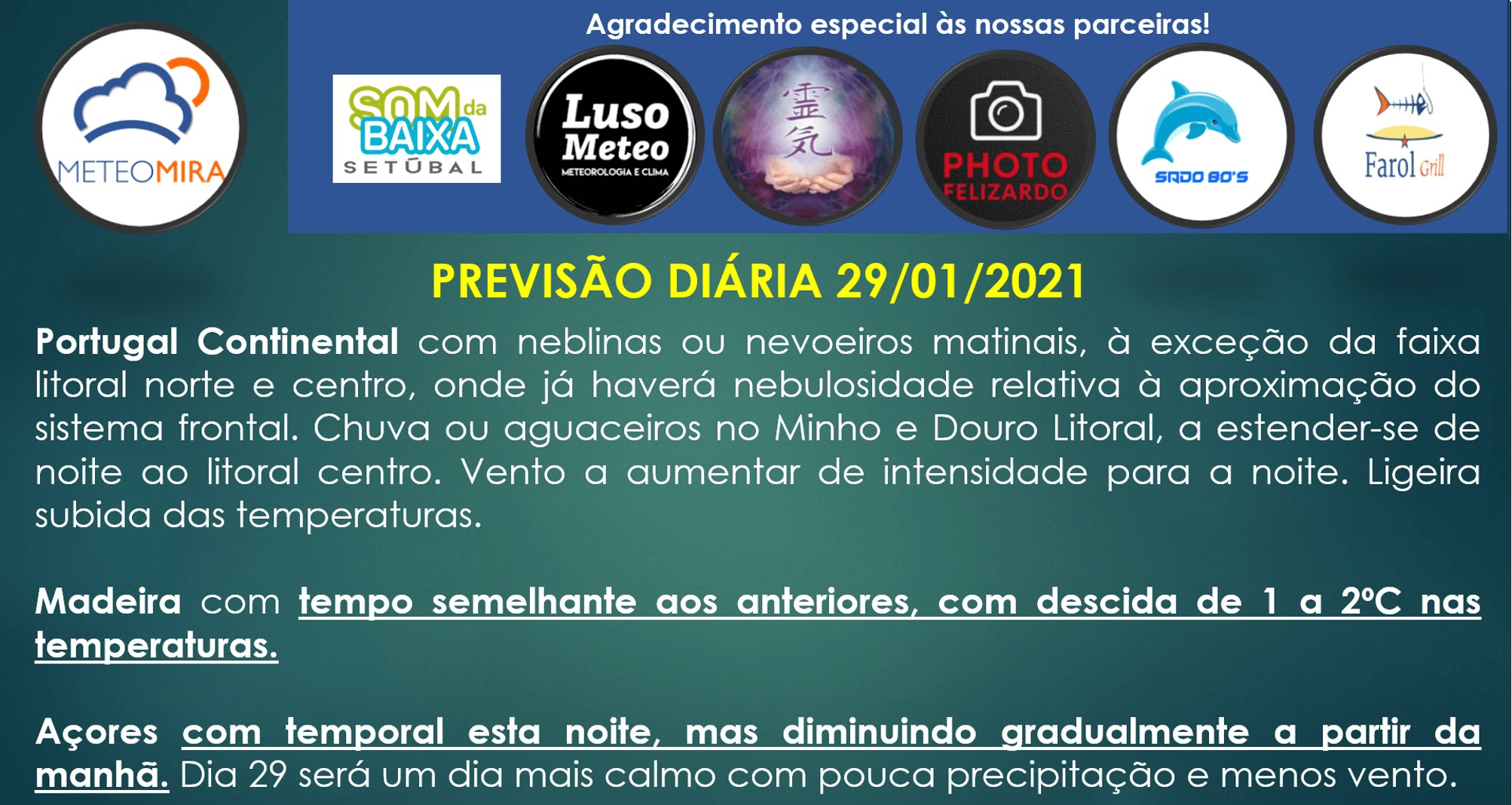 Previsão Quinta, 29 de Janeiro