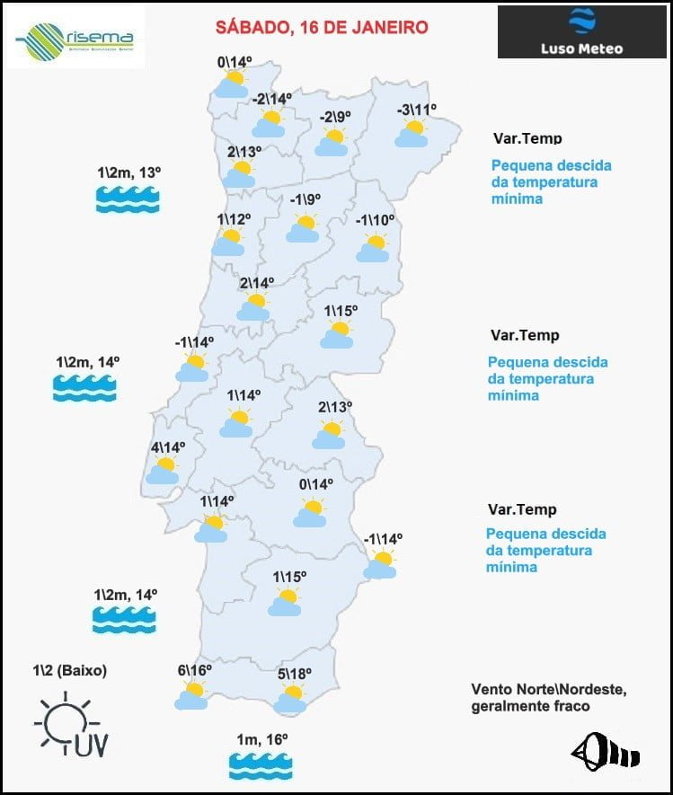 Previsão Sábado, 16 de Janeiro
