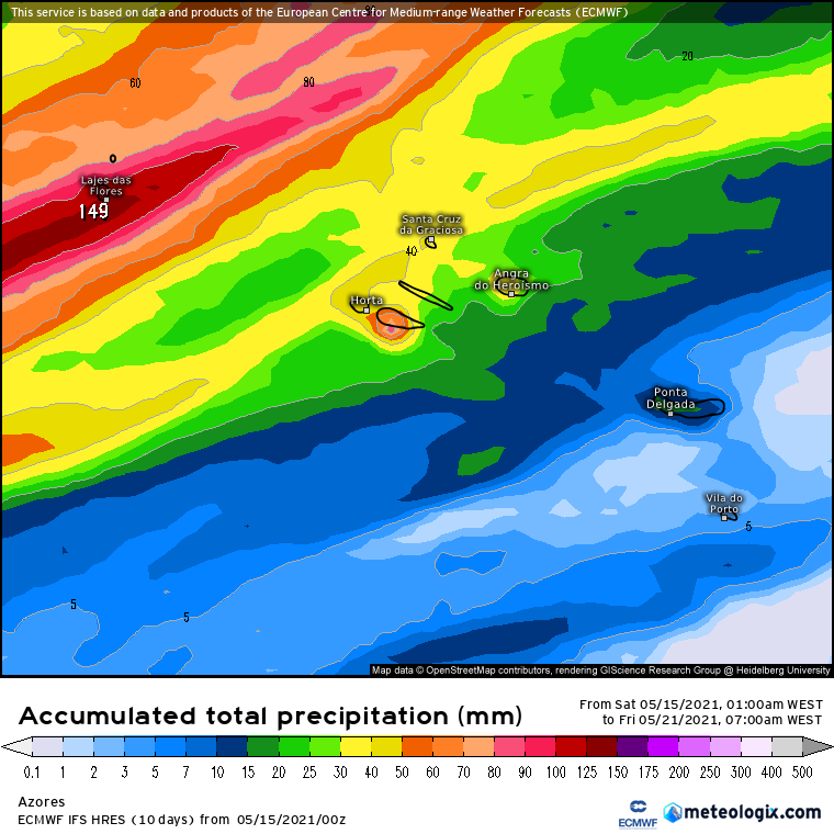 Tempo chuvoso nos Açores: Análise para dias 15 a 20 de Maio