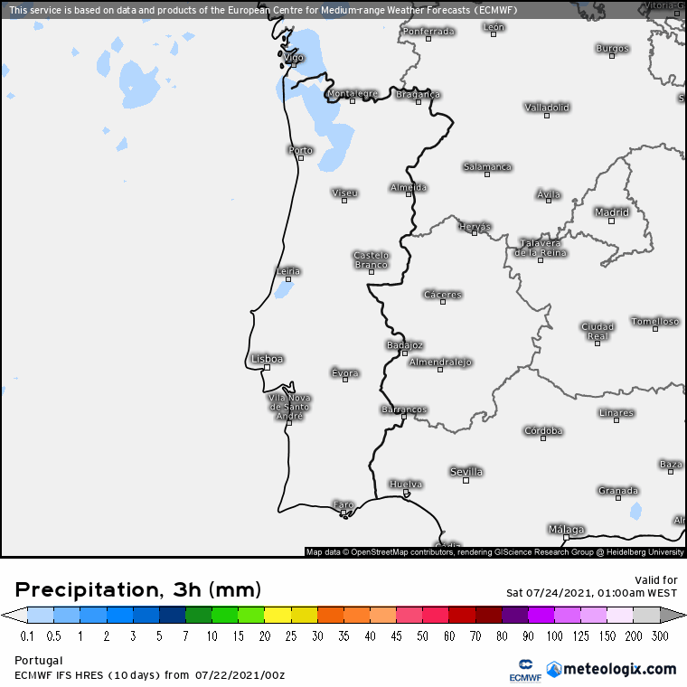 Tempo fresco e com alguma chuva fraca nos próximos dias...