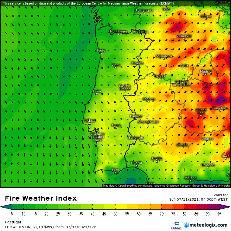 9 a 11 de Julho: Calor intenso, vento, e risco de incêndio (e poeiras) 9 a 11 de Julho: Calor intenso, vento, e risco de incêndio (e poeiras)
