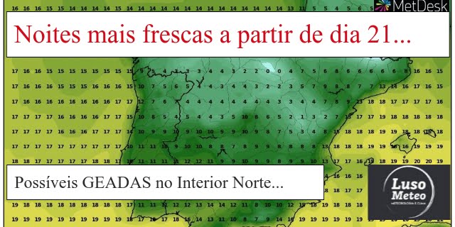 Próximos dias com tempo mais fresco, mas seco (geadas prováveis) Próximos dias com tempo mais fresco, mas seco (geadas prováveis)