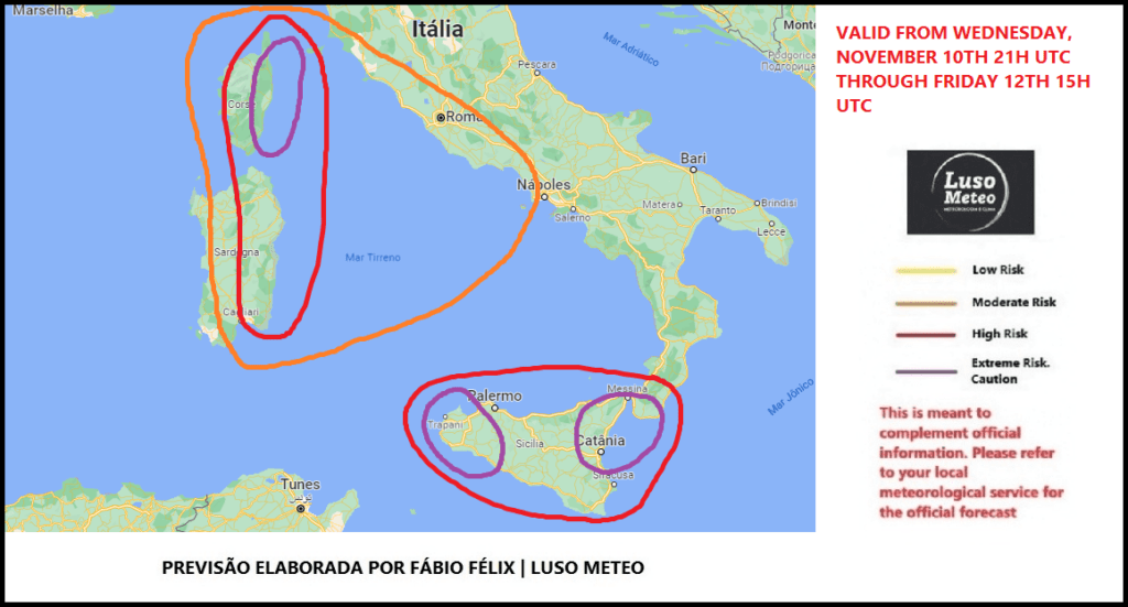 Mais um temporal SEVERO no sul de Itália - até dia 12 de Novembro