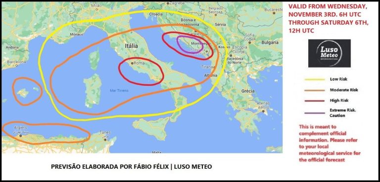 Tempo SEVERO com CHUVA EXCESSIVA em Itália e nos Balcãs nos próximos dias! Tempo SEVERO com CHUVA EXCESSIVA em Itália e nos Balcãs nos próximos dias!