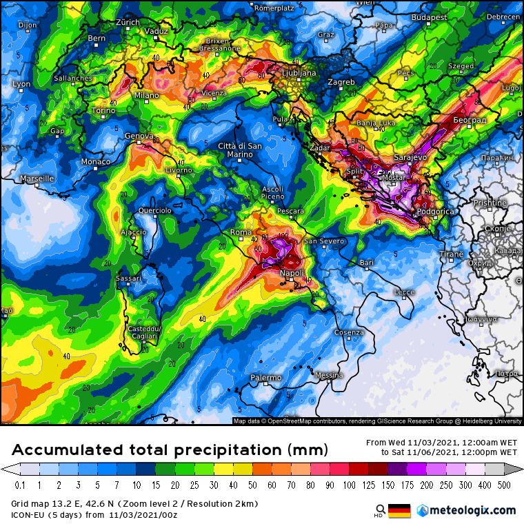 Tempo SEVERO com CHUVA EXCESSIVA em Itália e nos Balcãs nos próximos dias! Tempo SEVERO com CHUVA EXCESSIVA em Itália e nos Balcãs nos próximos dias!