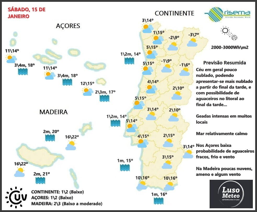 Previsão para Sábado, 15 de Janeiro Previsão para Sábado, 15 de Janeiro
