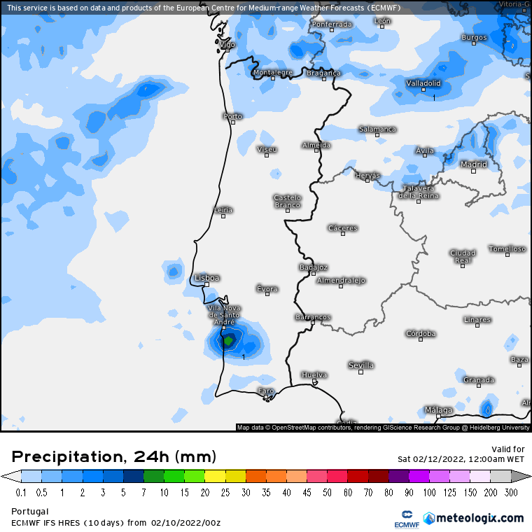 Antevisão próximos dias - regresso de chuva (pouca) no Domingo