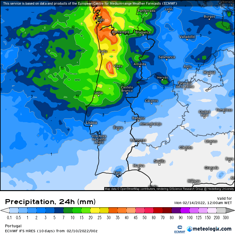 Antevisão próximos dias - regresso de chuva (pouca) no Domingo