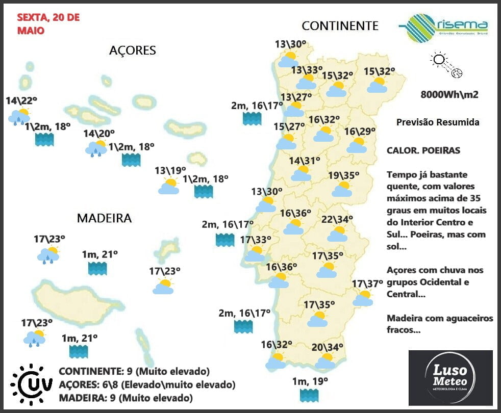 Previsão para Sexta, 20 de Maio Previsão para Sexta, 20 de Maio