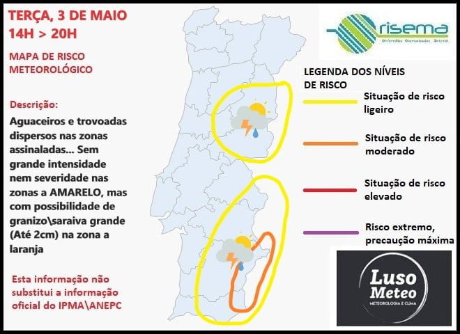 Trovoadas na tarde de dia 3 de Maio... - PREVISÃO DETALHADA Trovoadas na tarde de dia 3 de Maio... - PREVISÃO DETALHADA