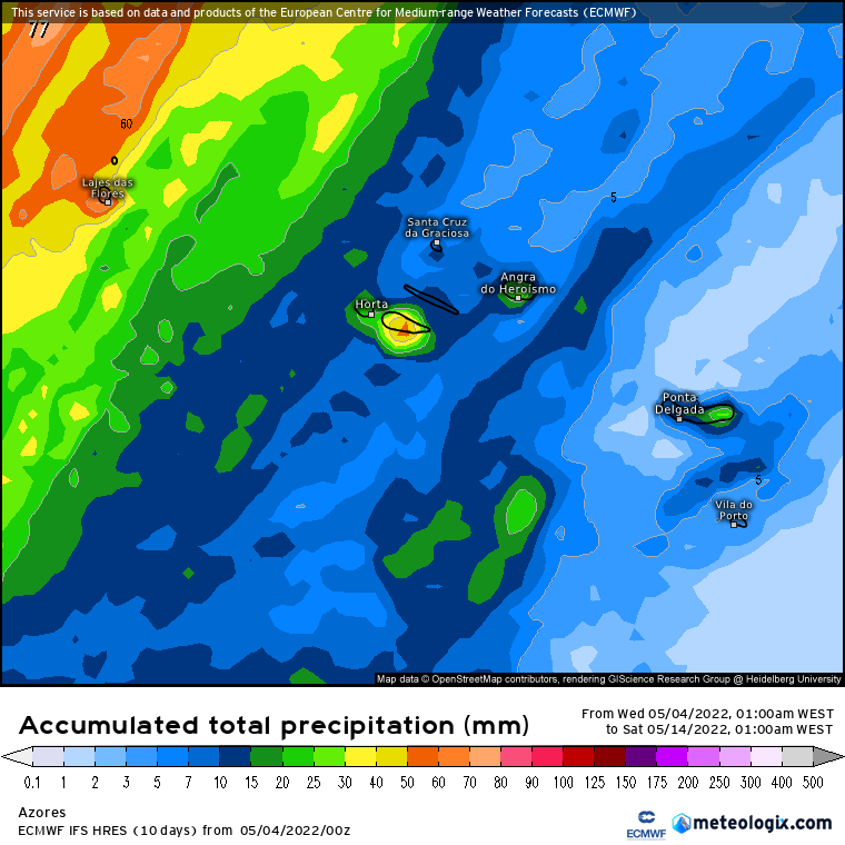 Sem chuva na Madeira até meio de Maio, alguma chuva ocasional nos Açores...