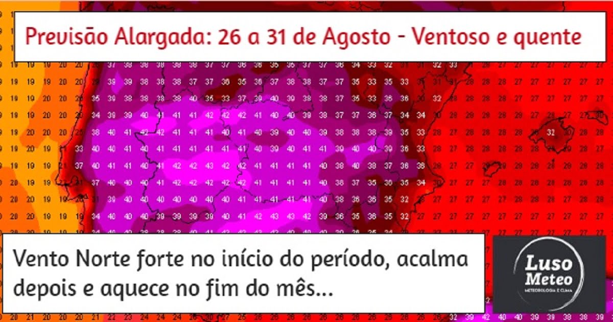 Previsão Alargada 26 a 31 de Julho - Muito vento e depois muito calor