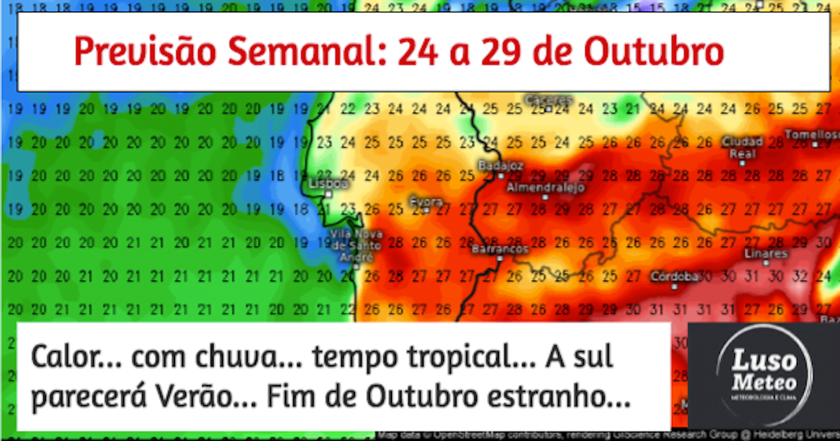 Semana tropical, com alguma chuva e bastante calor...