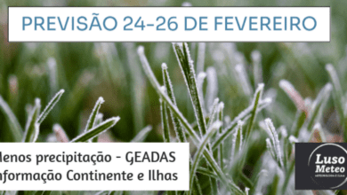 Previsão para 24 e 26 de Fevereiro - Frio de Inverno, pouca precipitação