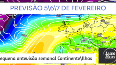 Previsão detalhada 5 a 7 de Fevereiro e pequena antevisão semanal - Continente e Ilhas