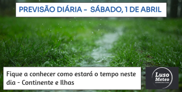 Previsão para Sábado, 1 de Abril Previsão para Sábado, 1 de Abril