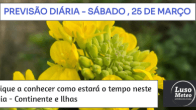 Previsão para Sábado, 25 de Março