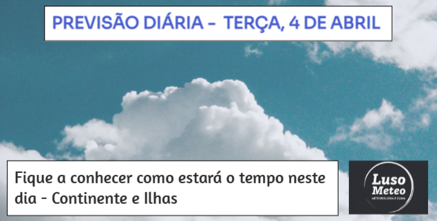 Previsão para Terça, 4 de Abril Previsão para Terça, 4 de Abril