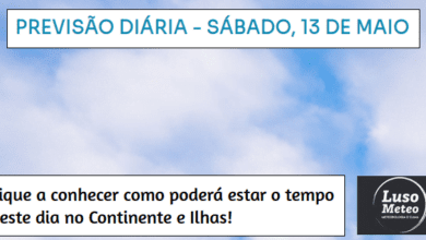 Previsão para Sábado, 13 de Maio Previsão para Sábado, 13 de Maio