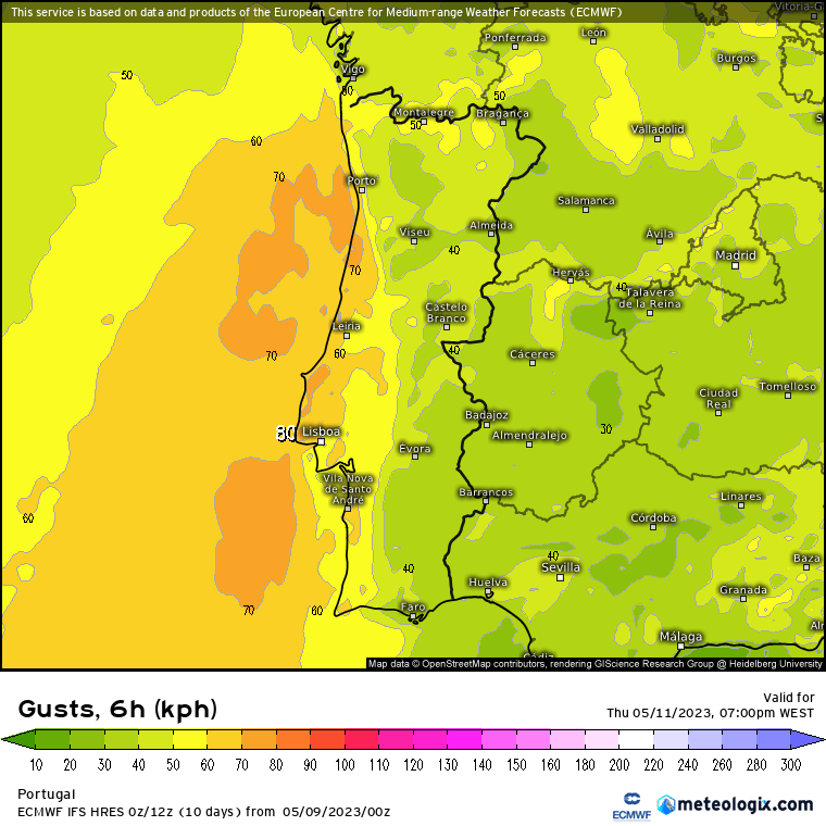 Forte nortada até 12 de Maio: Rajadas podem chegar aos 100km/h
