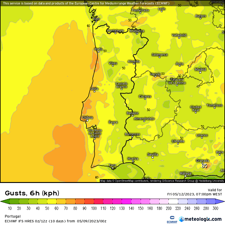 Forte nortada até 12 de Maio: Rajadas podem chegar aos 100km/h