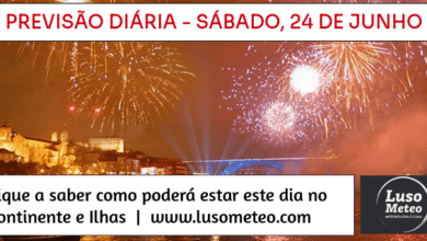 Previsão para Sábado, dia 24 de Junho