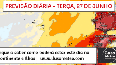 Previsão para Terça, dia 27 de Junho