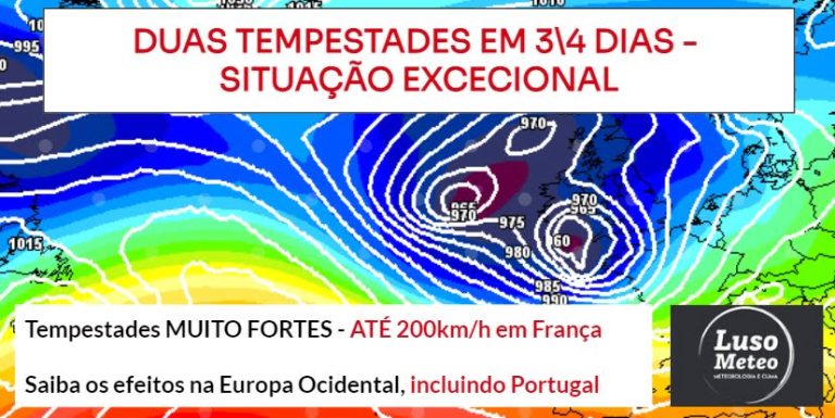 Duas tempestades fortes em 4 dias a “varrer” a Europa Ocidental – situação severa Duas tempestades fortes em 4 dias a "varrer" a Europa Ocidental - situação severa