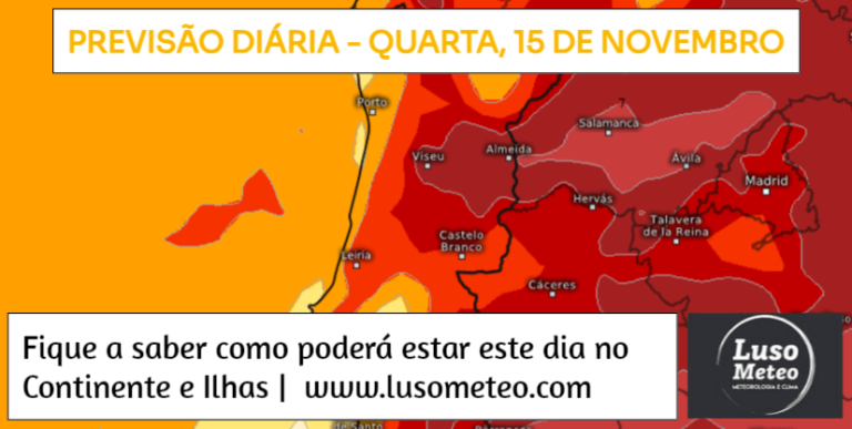 Previsão do Tempo para Quarta, 15 de Novembro de 2023