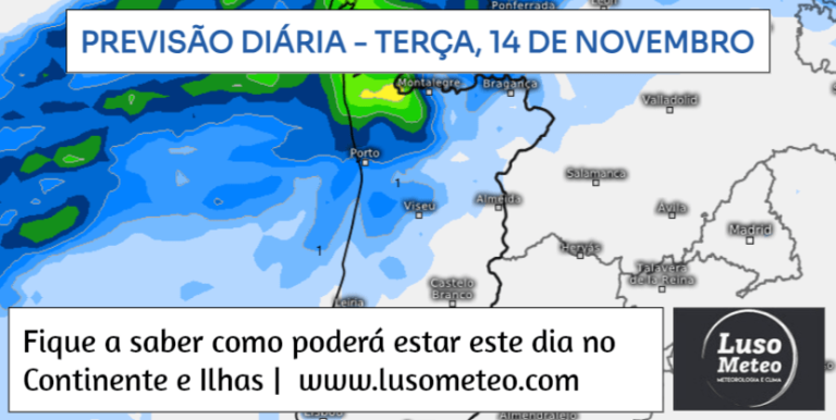 Previsão do Tempo para Terça, 14 de Novembro de 2023