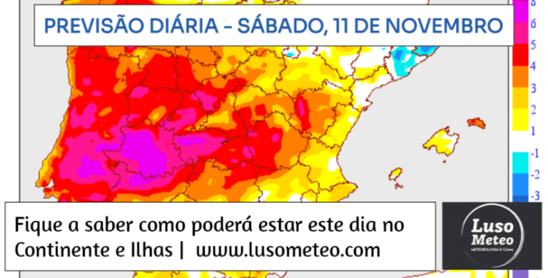 Previsão do Tempo para Sábado, 11 de Novembro de 2023