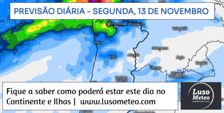 Previsão do Tempo para Segunda, 13 de Novembro de 2023