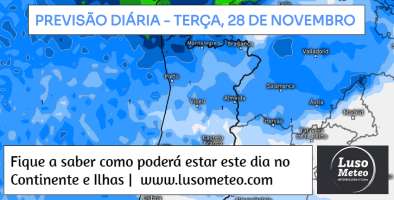 Previsão do Tempo para Terça, 28 de Novembro de 2023