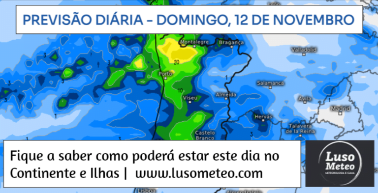 Previsão do Tempo para Domingo, 12 de Novembro de 2023