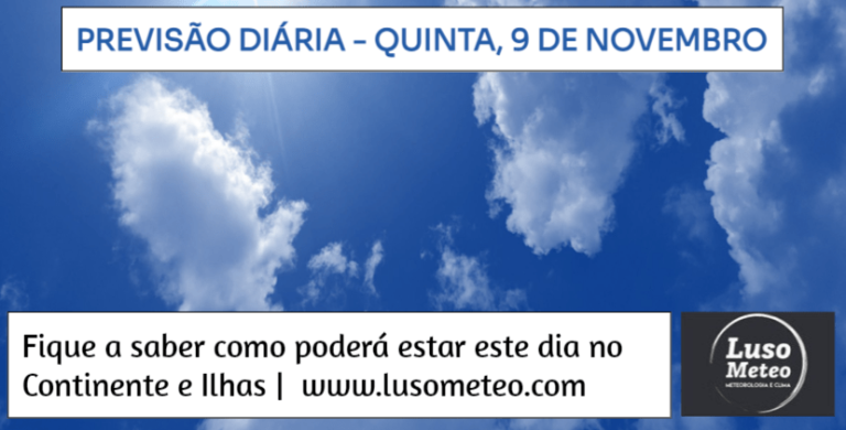 Previsão para Quinta, 9 de Novembro