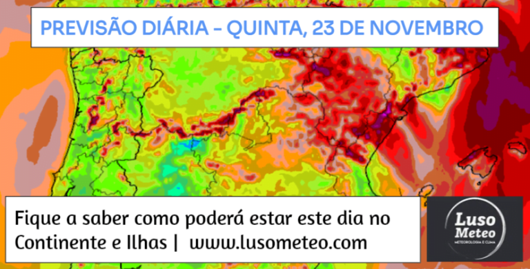Previsão do Tempo para Quinta, 23 de Novembro de 2023