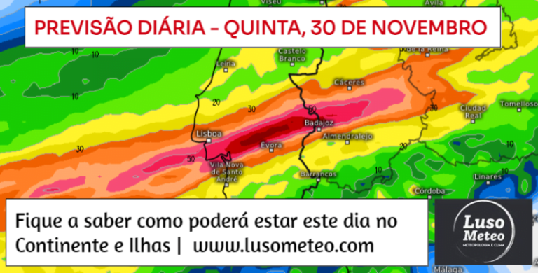 Previsão do Tempo para Quinta, 30 de Novembro de 2023 Previsão do Tempo para Quinta, 30 de Novembro de 2023