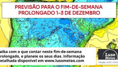 Previsão do tempo para o fim-de-semana prolongado 1 a 3 de Dezembro