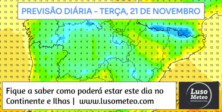 Previsão do Tempo para Terça, 21 de Novembro de 2023