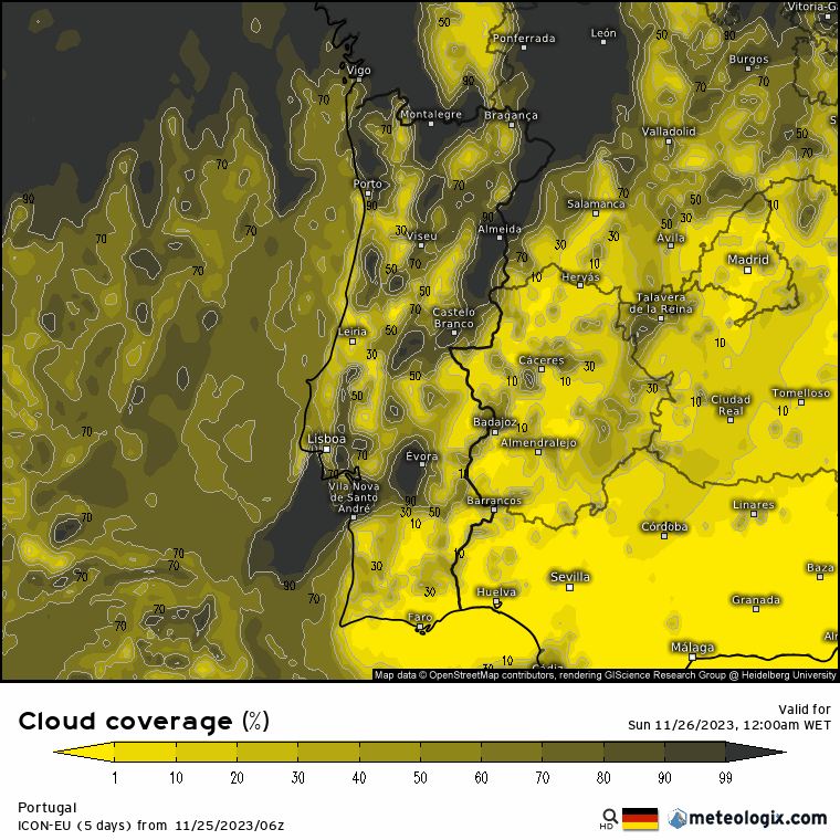 Previsão do Tempo para Domingo, 26 de Novembro de 2023