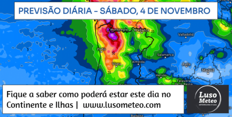 Previsão para Sábado, 4 de Novembro
