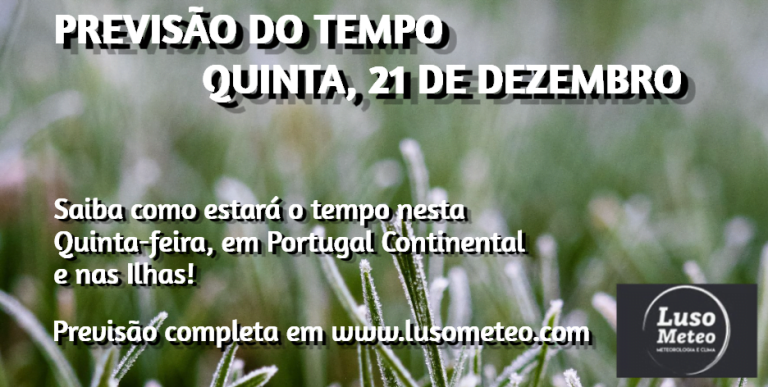 Previsão do Tempo para Quinta, 21 de Dezembro de 2023