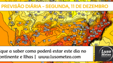 Previsão do Tempo para Segunda, 11 de Dezembro de 2023