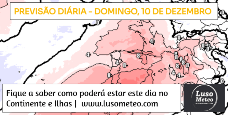 Previsão do Tempo para Domingo, 10 de Dezembro de 2023