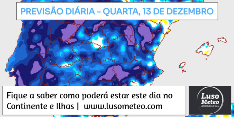 Previsão do Tempo para Quarta, 13 de Dezembro de 2023