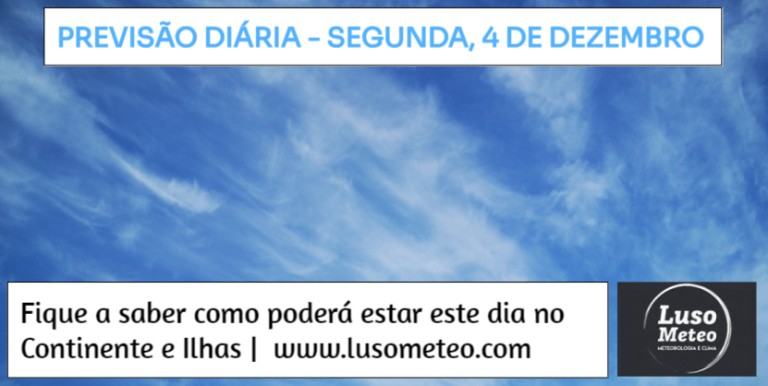Previsão do Tempo para Segunda, 4 de Dezembro de 2023