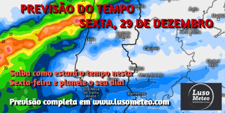 Previsão do Tempo para Sexta, 29 de Dezembro de 2023