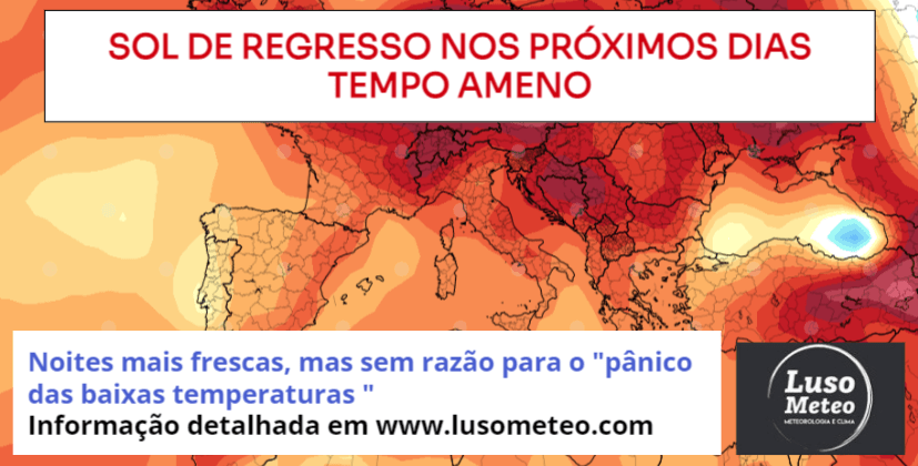 Temperaturas irão continuar POR CIMA da média - Previsão de muito sol Temperaturas irão continuar POR CIMA da média - Previsão de muito sol