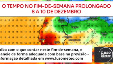 O tempo no fim-de-semana prolongado 8910 de Dezembro - Previsão